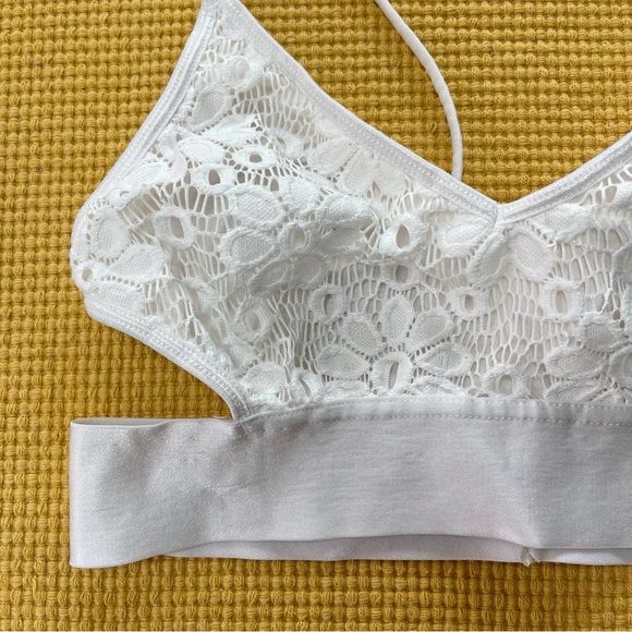 Free People Intimately Ara Textured White Lace Longline Bralette - Picture 10 of 11